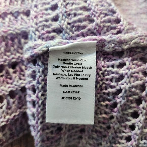 Talbots Sweater Women XS Purple Crochet Long Sleeve Cotton Pullover Knit NWT - Picture 5 of 10